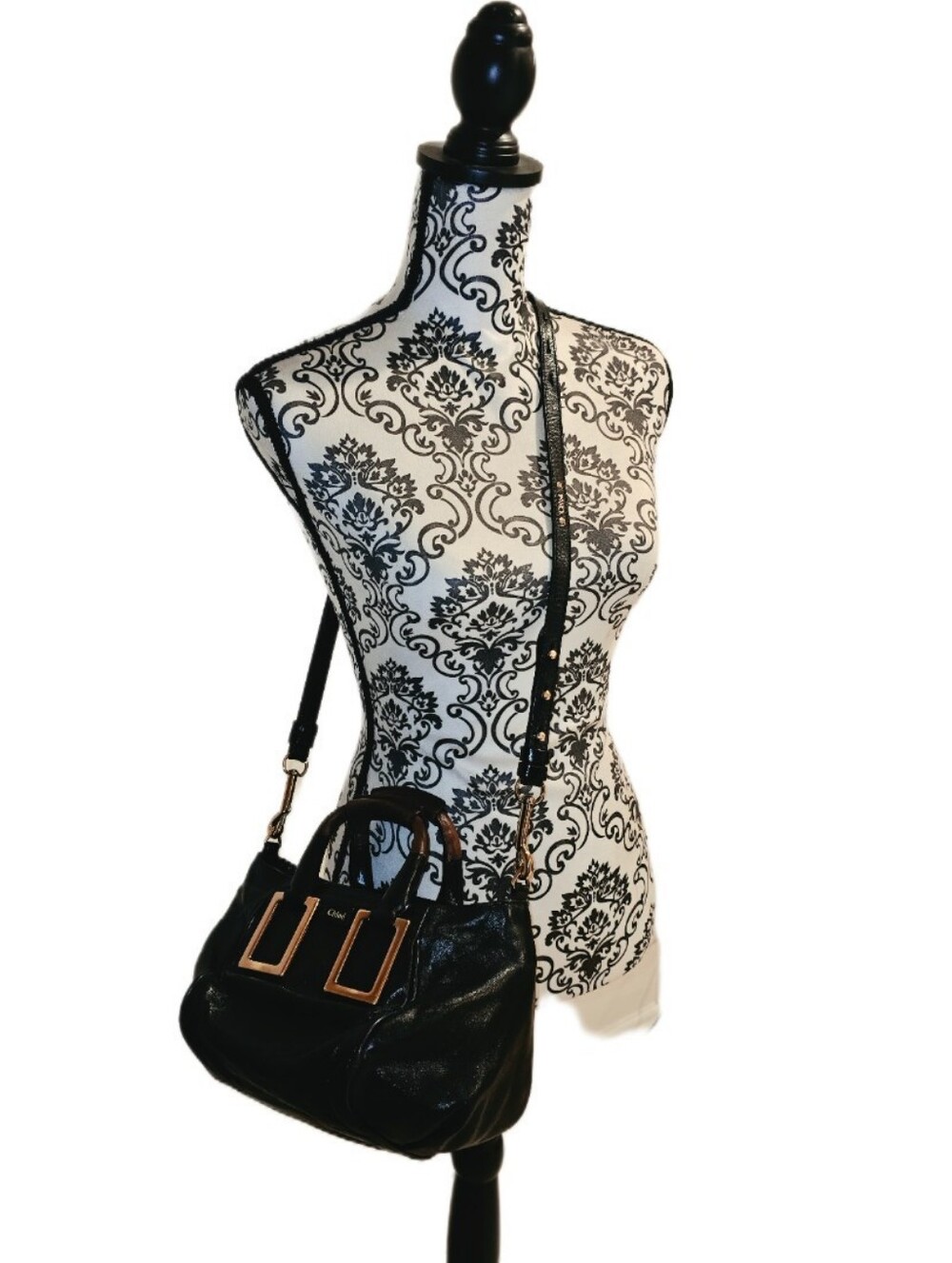 Chloe Etel 2way Mini Black Leather Satchel Crossbody Bag